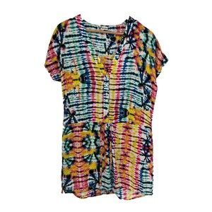 GO COCO Romper Womens Size Medium Tie Dye Shibori Boho Festival Summer